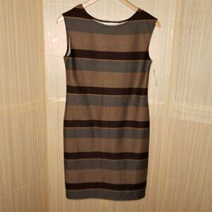AA Studio Neutral Tone New Striped Sheath Dress